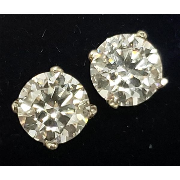 14K White Gold Moissanite(1ct) Earrings (~weight 0.69g), Made in Canada, Appraised Retail $1000