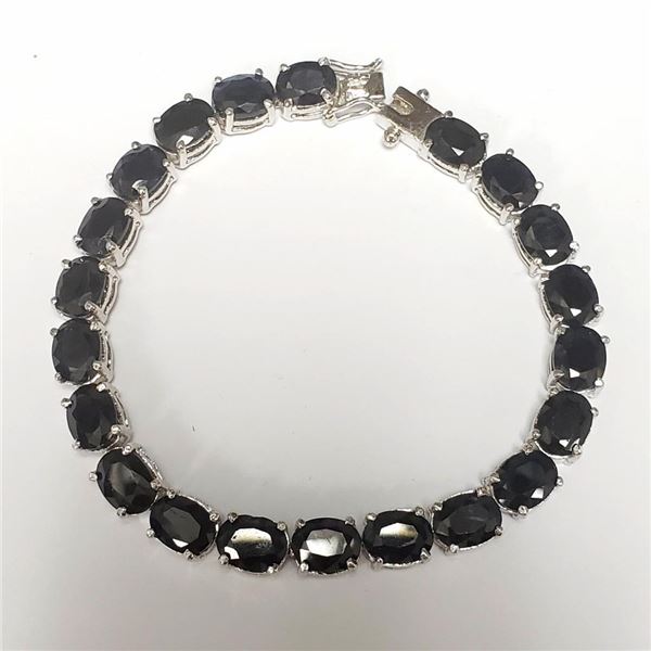Silver Sapphire(40ct) Bracelet (~weight 18.07g), Appraised Retail $1300