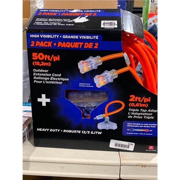 High Visibility 2 Pack 50ft Outdoor Extension Cords
