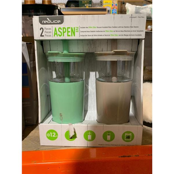 Reduce 2 Pack Asper Vacuum Insulated Glass Tumblers
