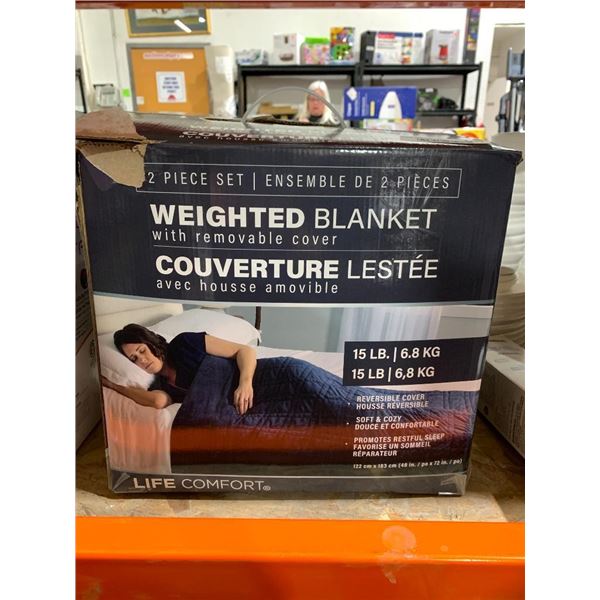 2 pc Weighted Blanket with Cover 15 Lbs