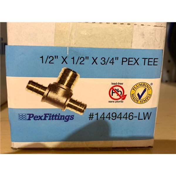 PexFittings 1/2" x 1/2"  x 3/4" Barb Tee 25pcs
