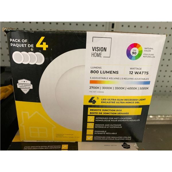 Pack of 4 LED ultra slim recessed lights