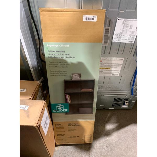 Beginnings Collection 3-Shelf Bookcase Cinnamon Cherry Finish