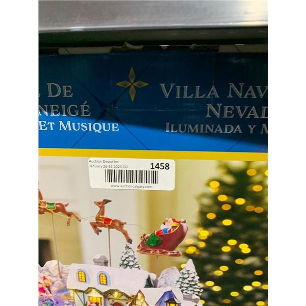 Snowy Holiday Village Music Display