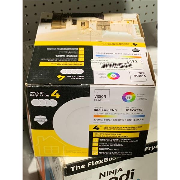 Pack of 4 LED ultra slim recessed lights