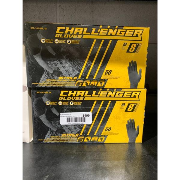 Challenger Gloves Nitrile Disposable Gloves Sz Medium 8mil 50x2