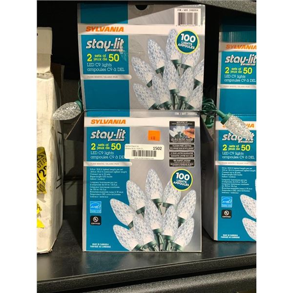 Sylvania stay-lit LED lights, 2 sets of 50 lights