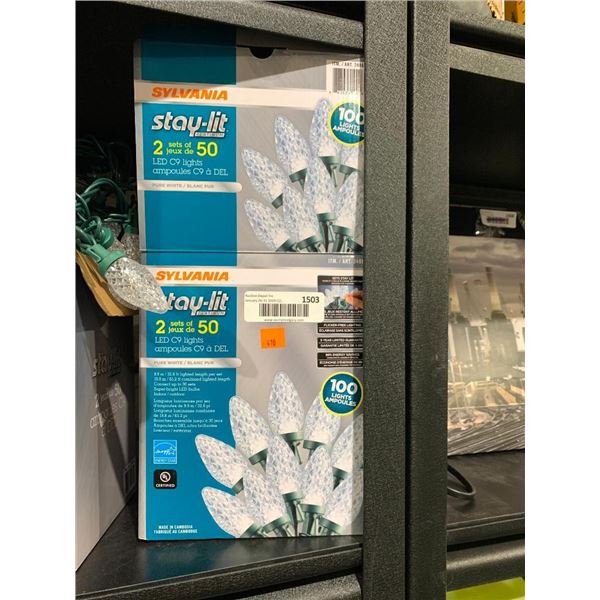 Sylvania stay-lit LED lights, 2 sets of 50 lights