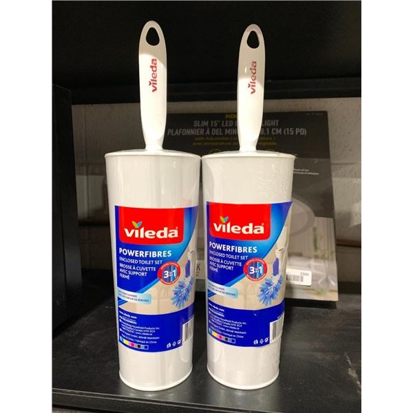 Lot of 2 Vileda Toilet Brush with Storage Container