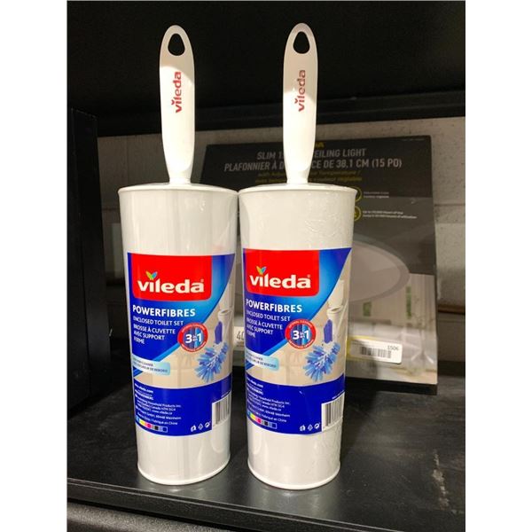 Lot of 2 Vileda Toilet Brush with Storage Container