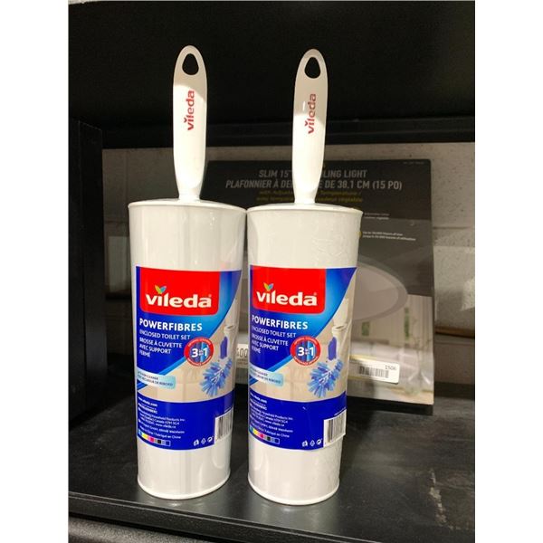 Lot of 2 Vileda Toilet Brush with Storage Container