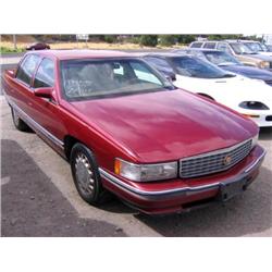 *1994 Cadillac Dev 4Dr, Red, Air Bags, A/C, Cruise, Tilt, All Power, Tape Player, Cd Player, Leather