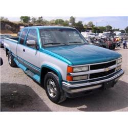 *1994 Chevy Silverado Pickup, Green/White, A/C, Tilt, Tape Player, Vn# 1Gcfk6Re253141