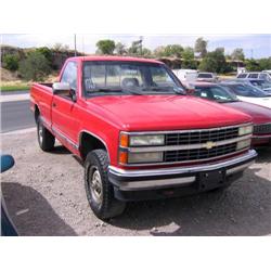 *1992 Chevy Silverado Pickup, Red, A/C, Tilt, All Power, Vn# 1Gcek14K9N2176114