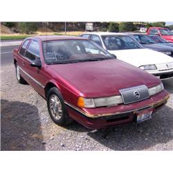 *1990 Mercury 2Dr Cougar, Red, A/C, Cruise, Tilt, All Power, Tape Player, Vn# 1Mepm6045Lh635079