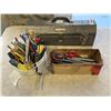 Image 1 : BOX, PAIL, AND TOOL BOX W/ ASSORTED HAND TOOLS