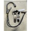 Image 3 : BRUSHED METAL KITCHEN FAUCET WITH SOAP DISPENSER AND PROPANE ADAPTER HOSE