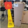 Image 1 : CASE OF 5 NEW 36 INCH WET FLOOR SIGN CAUTION CONES WITH ATTACHABLE RED SIGN