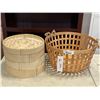 Image 1 : NEW ROUND IKEA WICKER BASKET AND LARGE BAMBOO TEIRED STEAMER