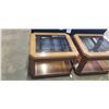 Image 2 : PAIR OF VINTAGE END TABLES WITH GLASS INSERT