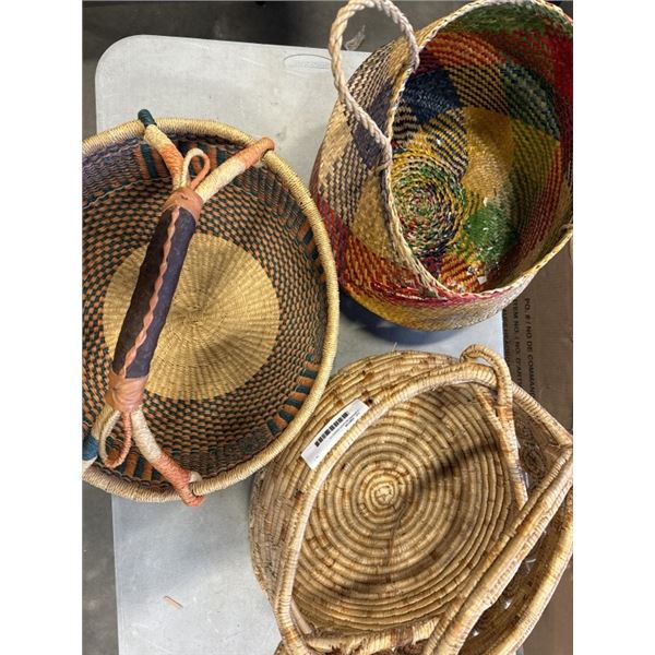 3 ROUND WICKER BASKETS