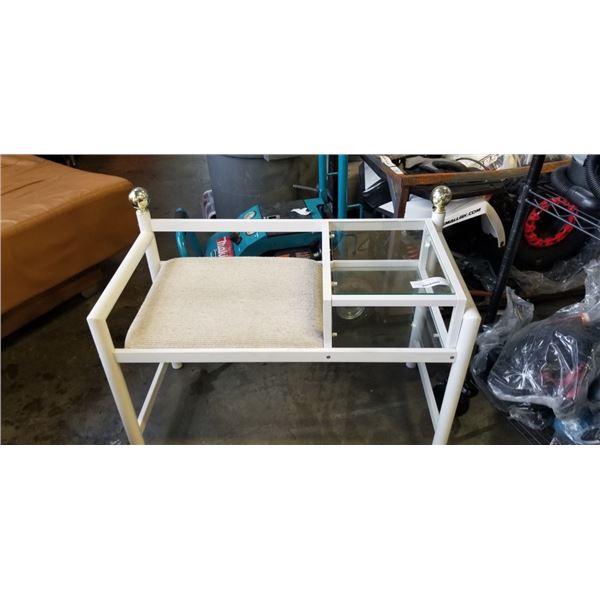 WHITE ENTRY BENCH WITH SIDE TABLE