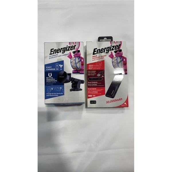 ENERGIZER MAX POWER BANK W/ LCD SCREEN AND ULTIMATE WIRELESS CAR CHARGER