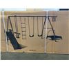 Image 3 : BRAND NEW PLUM MULTIPLAYER OUTDOOR SWING SET W/ CLIMB, BOUNCE, AND SLIDE - RETAIL $1099