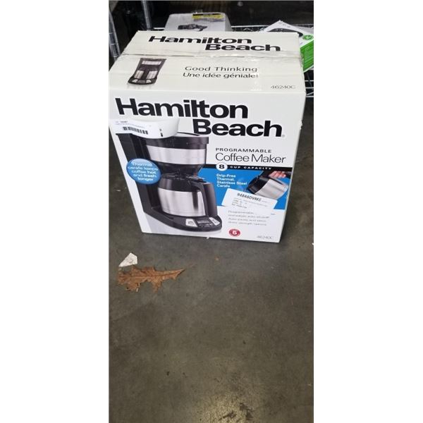 HAMILTON BEACH PROGRAMMABLE COFFEE MAKER W/ THERMAL CARAFE 8-CUP, TESTED WORKING - RETAIL $99