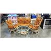 Image 1 : 2 BAMBOO SWIVEL CHAIRS AND LOVE SEAT W/ CUSHIONS
