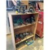 Image 1 : WOODEN STORAGE SHELF OF ASSORTED POWER TOOLS (APPROX. 2'W X 1'D X 4'H)