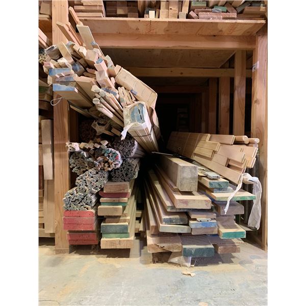 ONE LARGE COMPARTMENT OF ASSORTED HARDWOOD LUMBER (APPROX. LENGTHS OF STOCK MATERIAL 15')