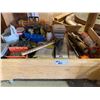 Image 1 : MOBILE WOODEN WORK BENCH (APPROX. 4'W X 3'D X 3'H) WITH ASSORTED HARDWARE