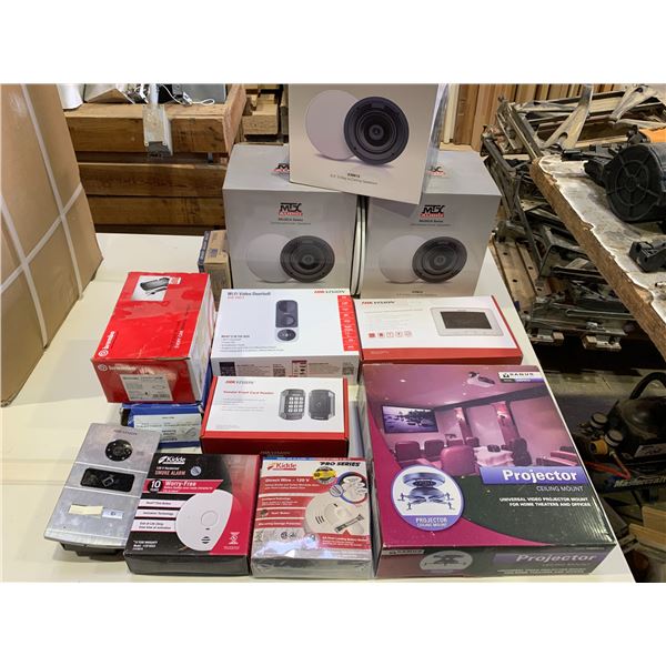 LOT OF HOME GOODS - 3 MTX AUDIO SPEAKERS, WIFI DOORBELL, DOOR INTERCOM UNIT, DOOR CARD READER, 2