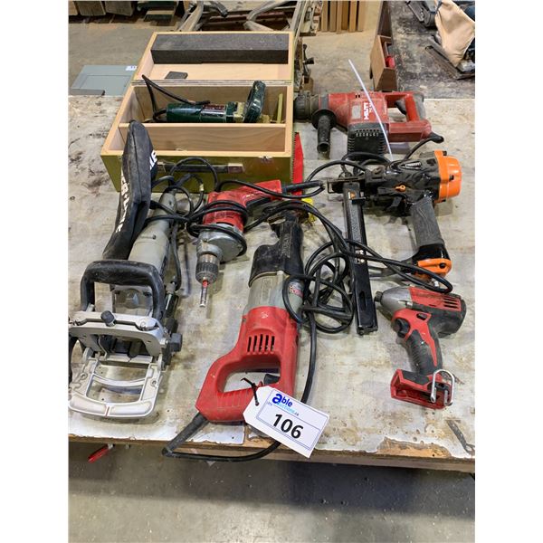 GROUP OF 7 ASSORTED POWER TOOLS - HILTI, MILWAUKEE, PORTER CABLE, ETC