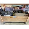 Image 1 : MOBILE WOODEN WORK BENCH (4' W) FILLED WITH NAILS, SCREWS & DOWELS