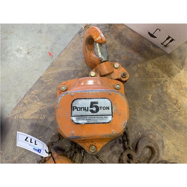 ORANGE INDUSTRIAL 5 TON CHAIN HOIST