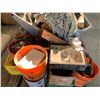 Image 2 : PALLET OF ASSORTED HARDWARE, ELECTRICAL ITEMS, & A 4 WHEEL WHEELBARROW