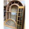 Image 2 : 3 ARCHED SOLID WOOD DOOR FRAMES (APPOX. 66'W X 100") & SMALL ARCHED WINDOW FRAMES