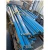 Image 1 : GROUP OF BLUE & ORANGE PALLET RACKING SIDE RAILS AND STACK OF MESH DECK-APPROX.50 PCS.