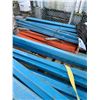 Image 4 : GROUP OF BLUE & ORANGE PALLET RACKING SIDE RAILS AND STACK OF MESH DECK-APPROX.50 PCS.
