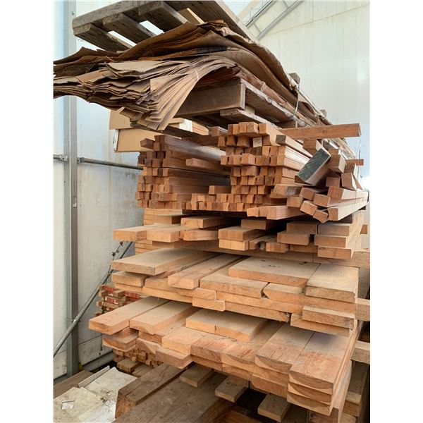 PALLET OF ASSORTED HARDWOOD BEAMS, BOARDS AND VENEERS-VARIOUS WOOD TYPES & SIZES