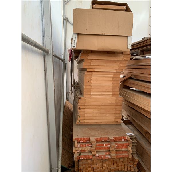 PALLET OF ASSORTED WOODEN DOORS AND HARDWOOD STOCK MATERIAL