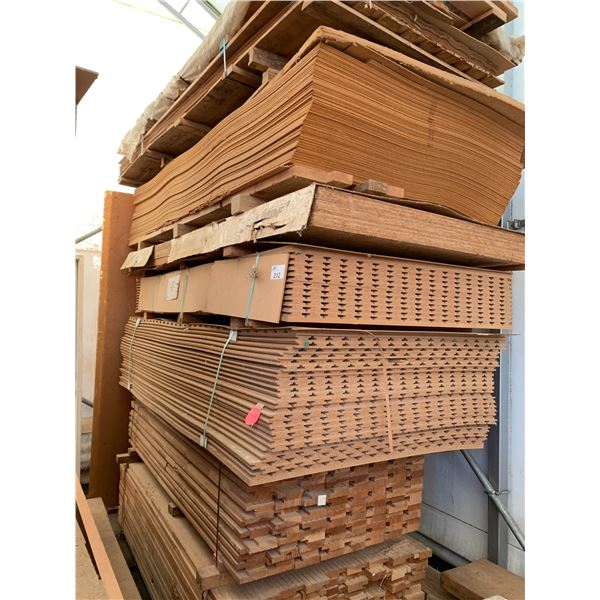 PALLET OF ASSORTED WOODEN DOOR STOCK MATERIAL - JAM, VENEER SHEETS AND PANEL SHEETS