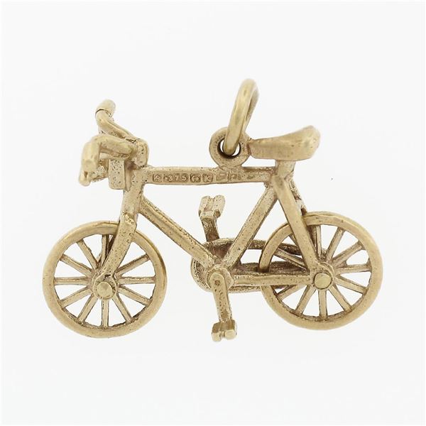 Vintage 9K Yellow Gold Bicycle With Functional Wheels Collectible Charm Pendant