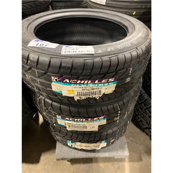 SET OF 3 ACHILLES  215/55 ZR17 94W PERFORMANCE VEHICLE TIRES