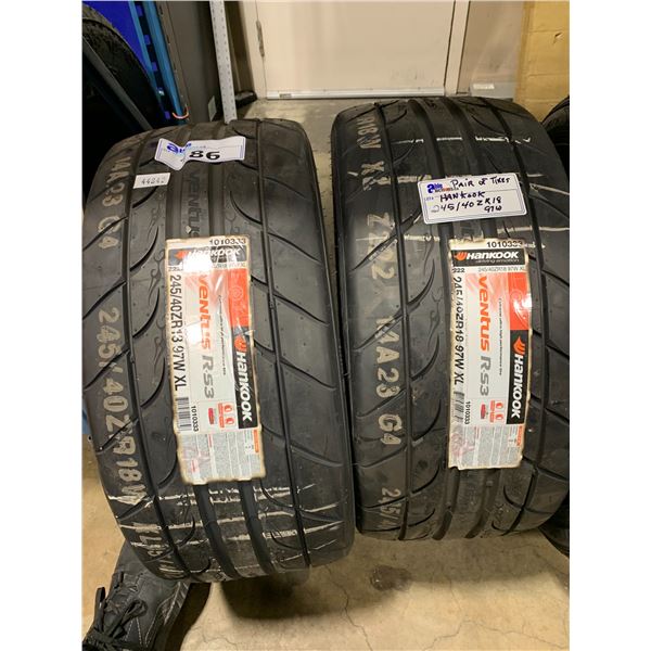 SET OF 2 HANKOOK VENTUS 245/40 ZR18 97W XL SPORT PERFORMANCE VEHICLE TIRES