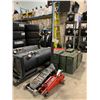 Image 1 : MOTOMASTER 1933 STEEL / ALUMINUM GARAGE JACK & RED STEEL MINI GARAGE JACK WITH HANDLES