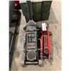 Image 2 : MOTOMASTER 1933 STEEL / ALUMINUM GARAGE JACK & RED STEEL MINI GARAGE JACK WITH HANDLES